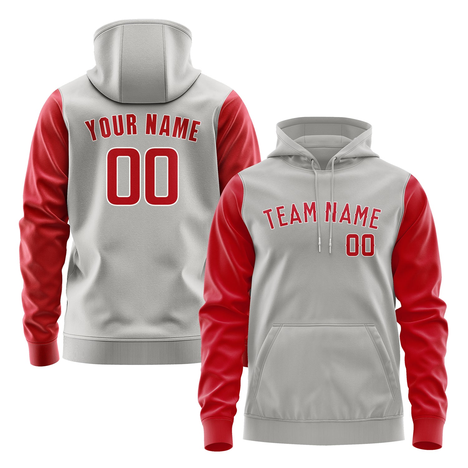 Maßgeschneidertes Grau Rot Hoodie 0404141404B31814