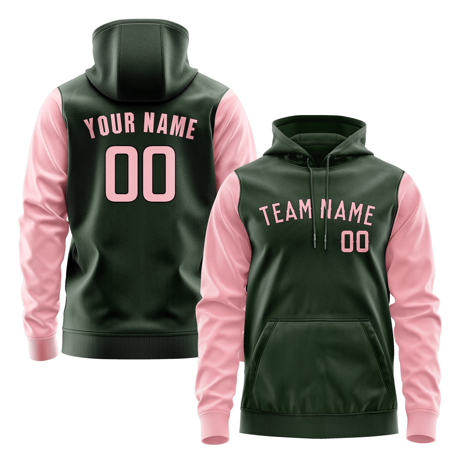 Maßgeschneidertes Tannengrün Rosa Hoodie 0606212106B31721