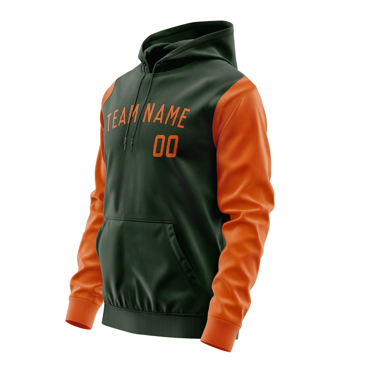 Maßgeschneidertes Tannengrün Orange Hoodie 0606282806B31728