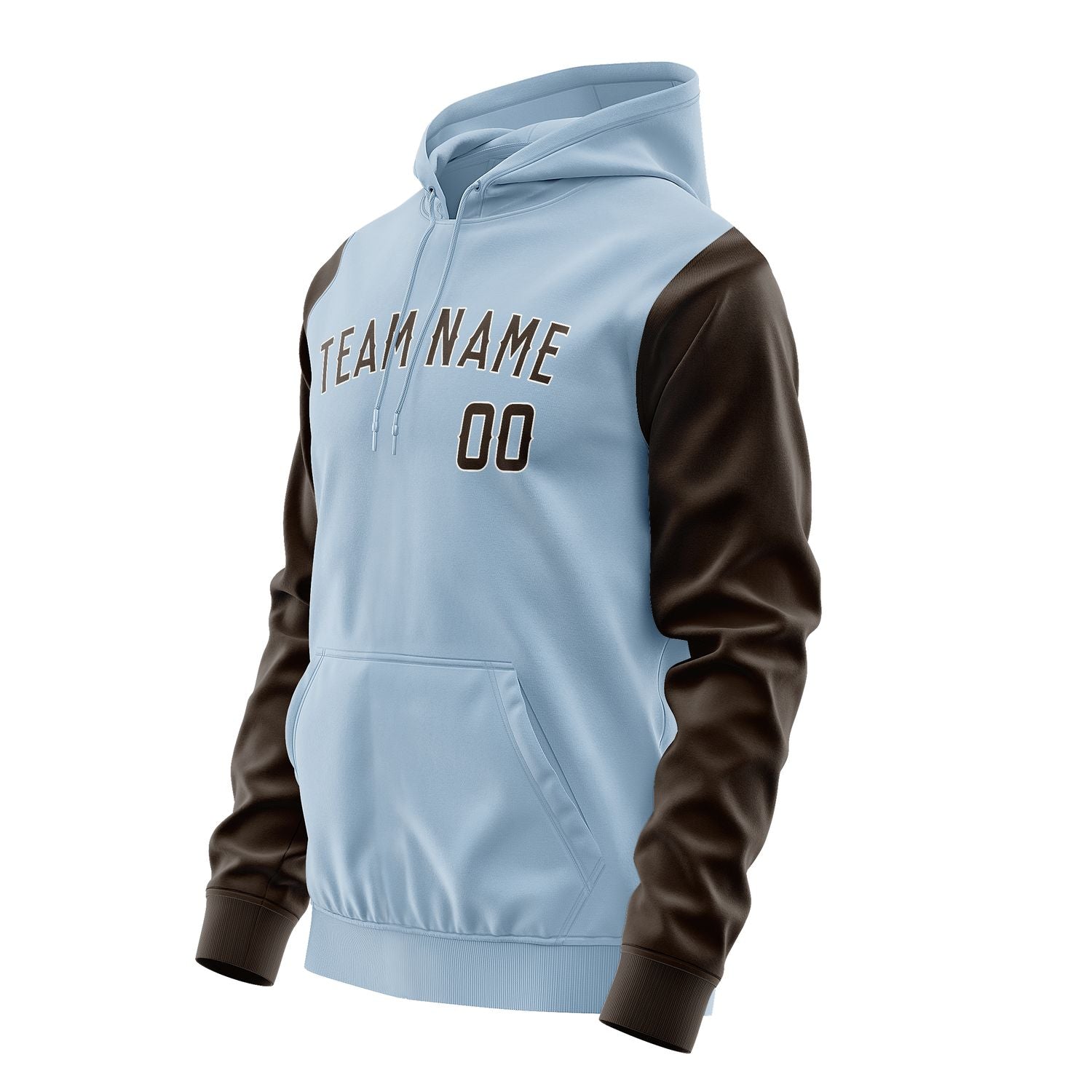 Maßgeschneidertes Hellblau Braun Hoodie 0808010108B31801