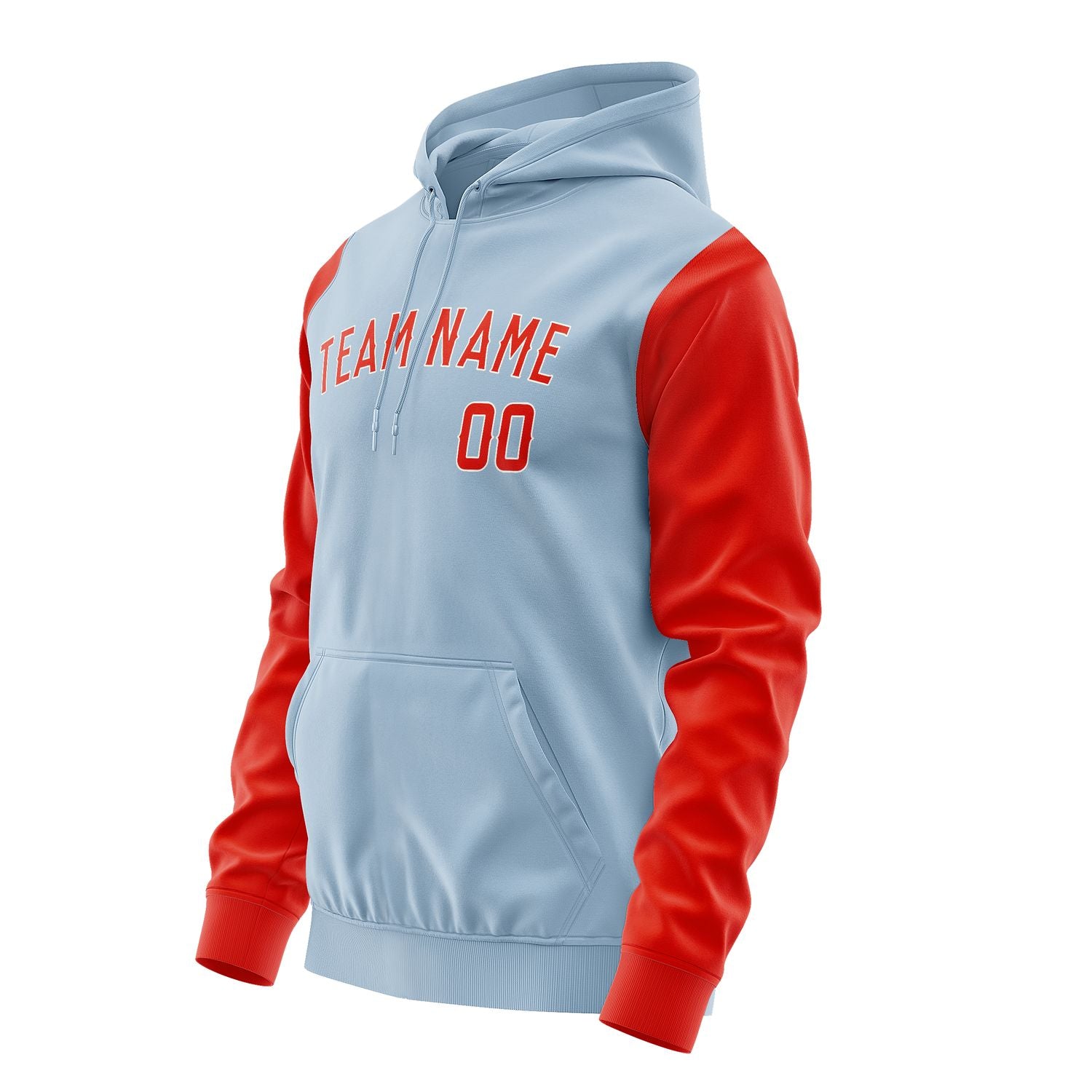 Maßgeschneidertes Hellblau Orangerot Hoodie 0808121208B31812