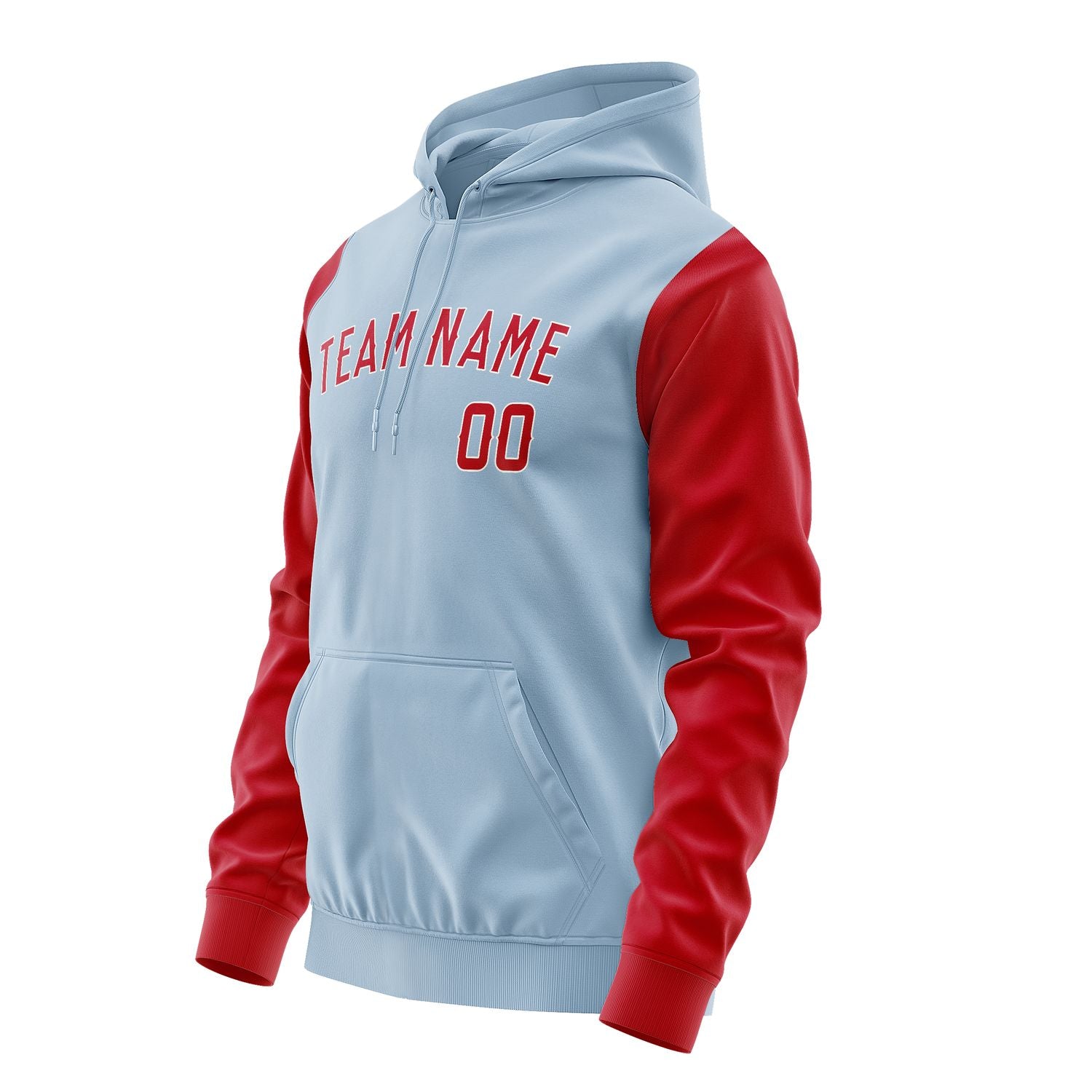 Maßgeschneidertes Hellblau Rot Hoodie 0808141408B31814