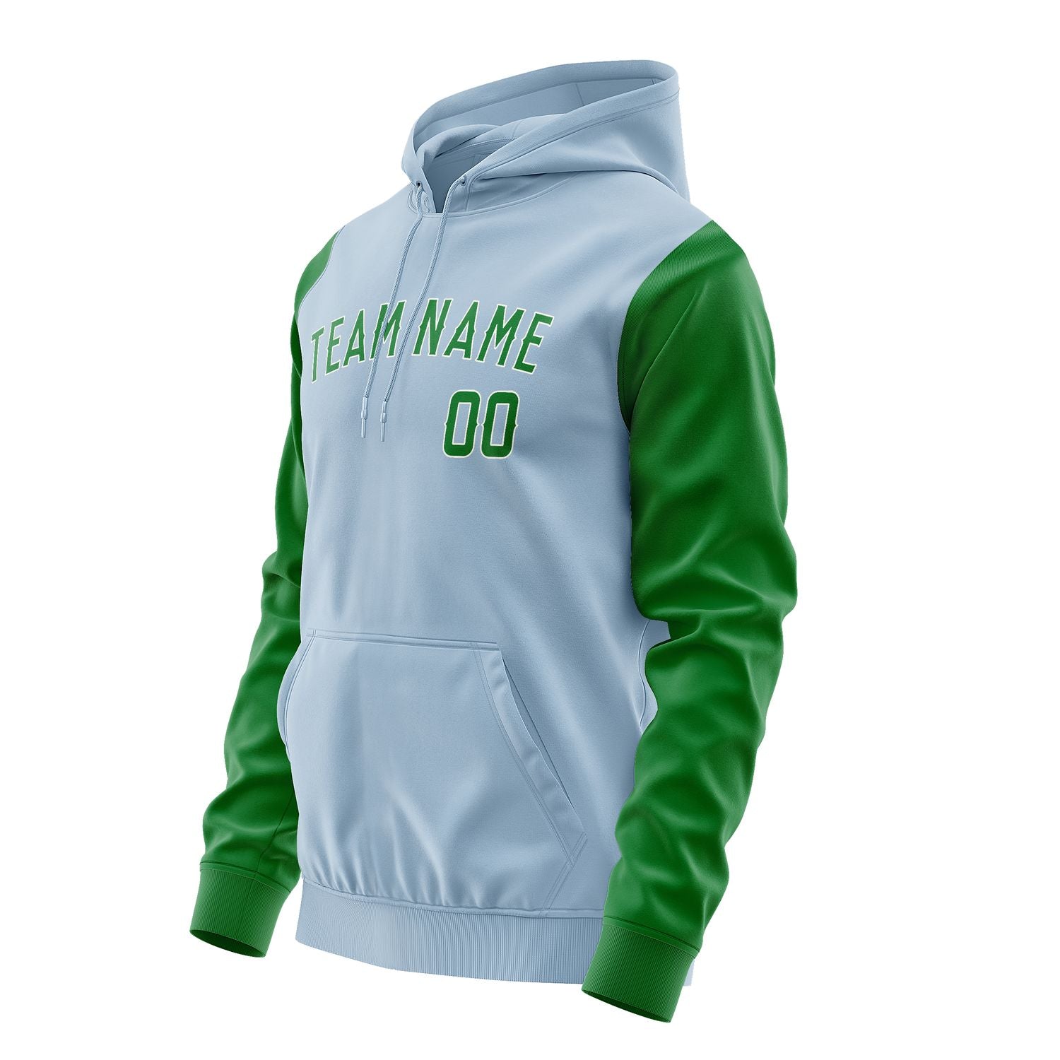 Maßgeschneidertes Hellblau Smaragdgrün Hoodie 0808242408B31824