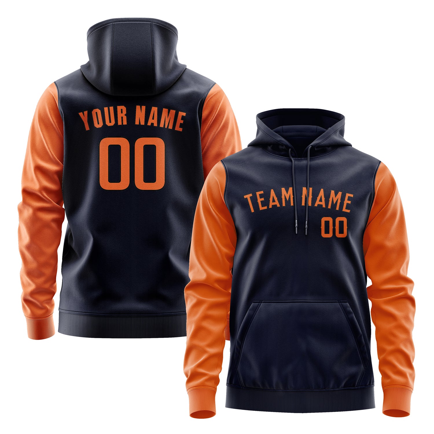 Maßgeschneidertes Stahlblau Orange Hoodie 1111282811B31728