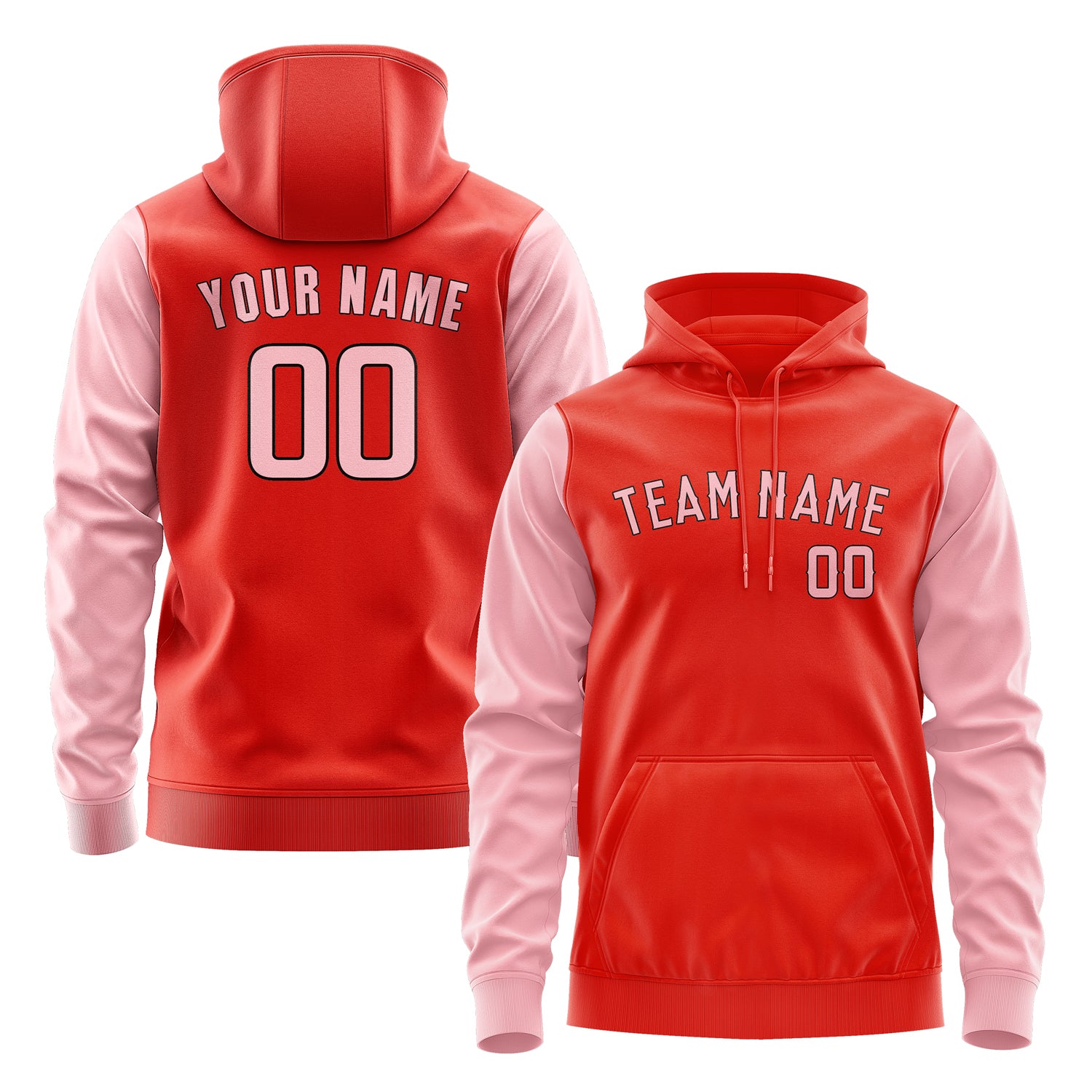 Maßgeschneidertes Orangerot Rosa Hoodie 1212212112B31721