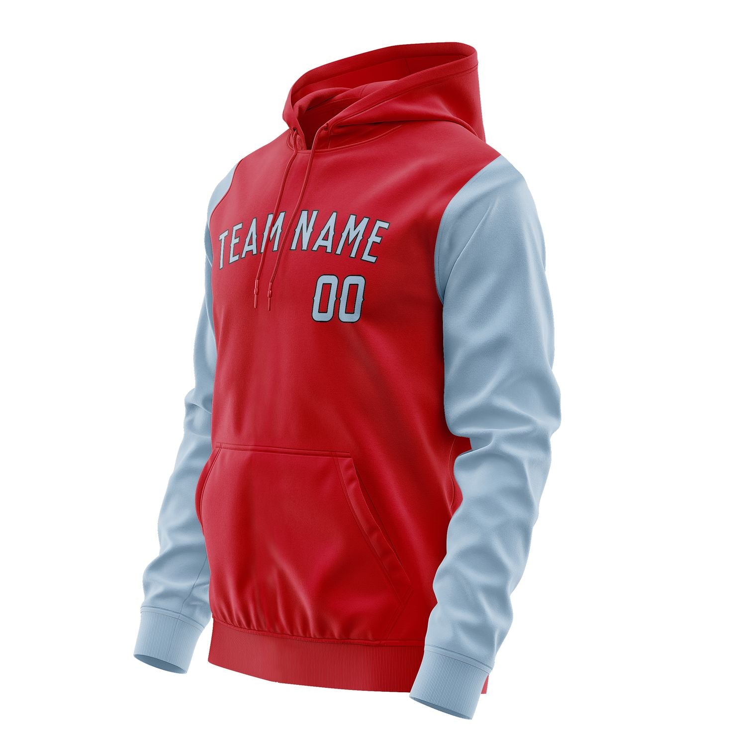 Maßgeschneidertes Rot Hellblau Hoodie 1414080814B31708