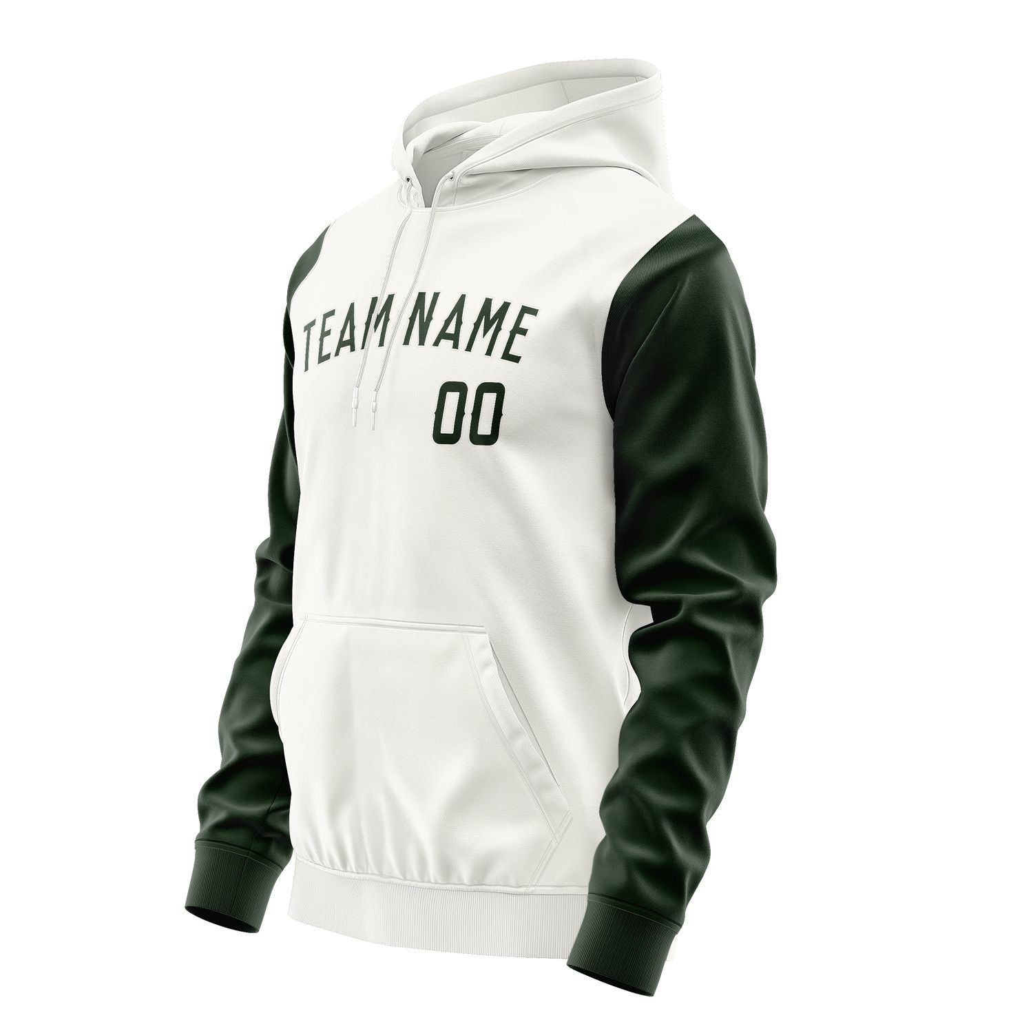 Maßgeschneidertes Weiß Tannengrün Hoodie 1818060618B31806