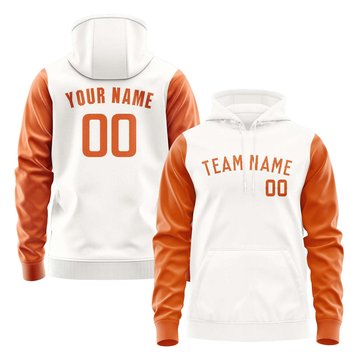 Maßgeschneidertes Weiß Orange Hoodie 1818282818B31828