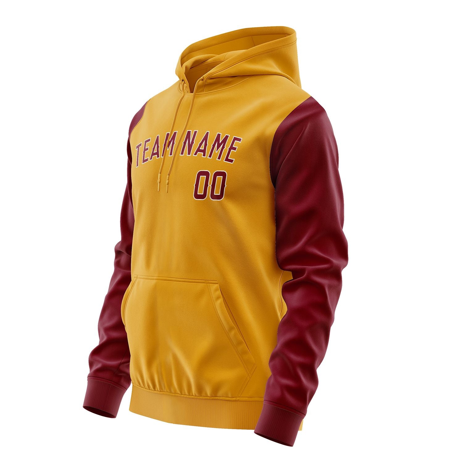 Maßgeschneidertes Gelb Karmesinrot Hoodie 1919151519B31815