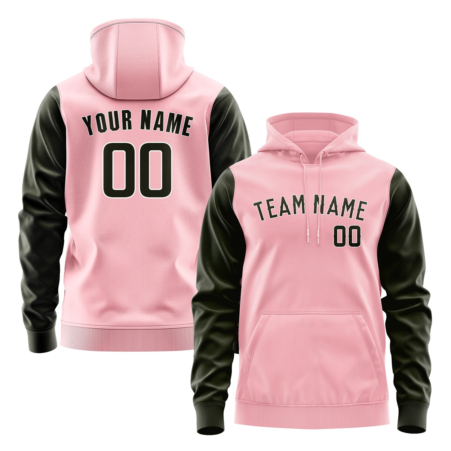 Maßgeschneidertes Rosa Dunkles Oliv Hoodie 2121020221B31802