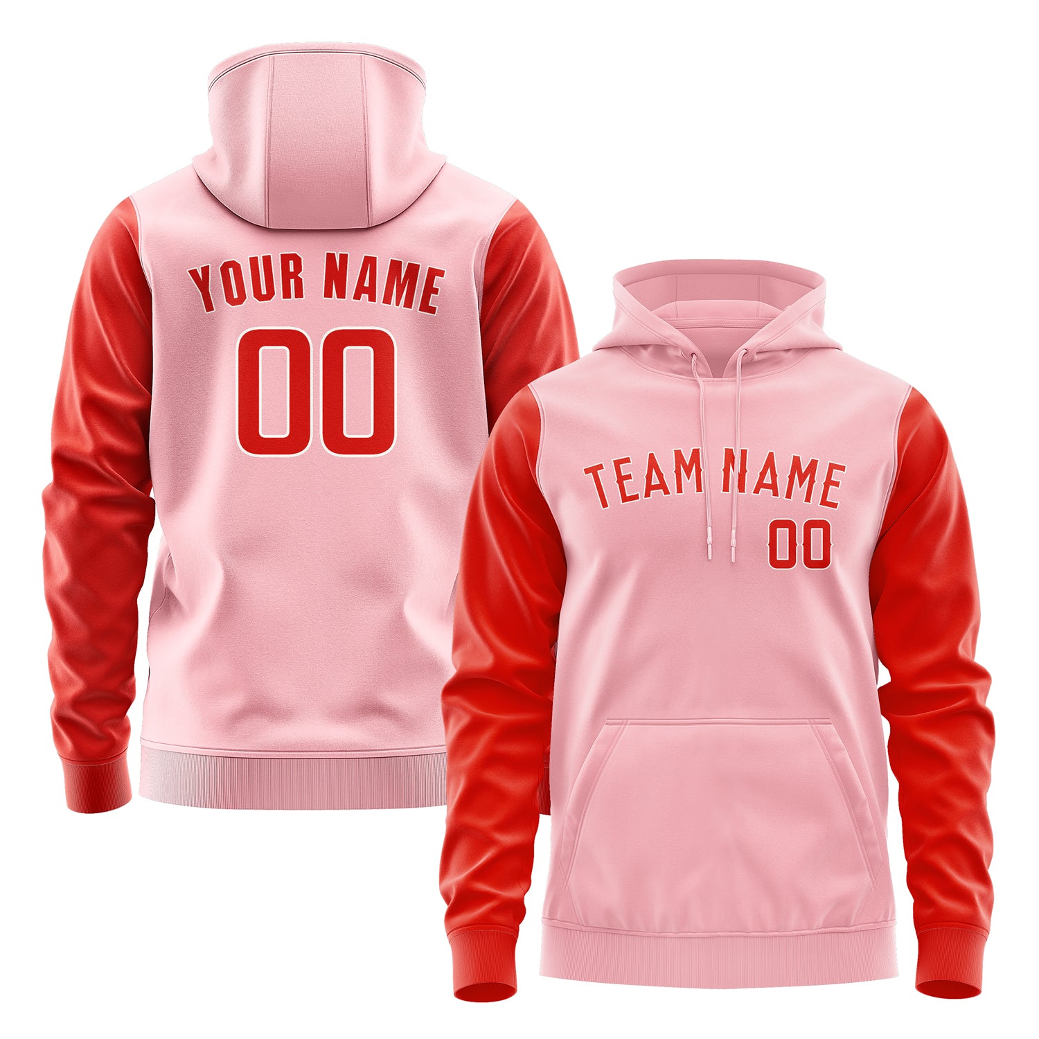 Maßgeschneidertes Rosa Orangerot Hoodie 2121121221B31812