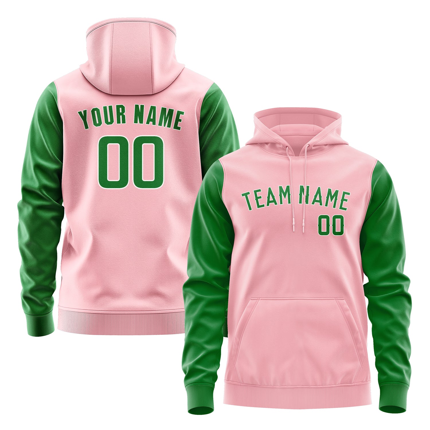 Maßgeschneidertes Rosa Smaragdgrün Hoodie 2121242421B31824