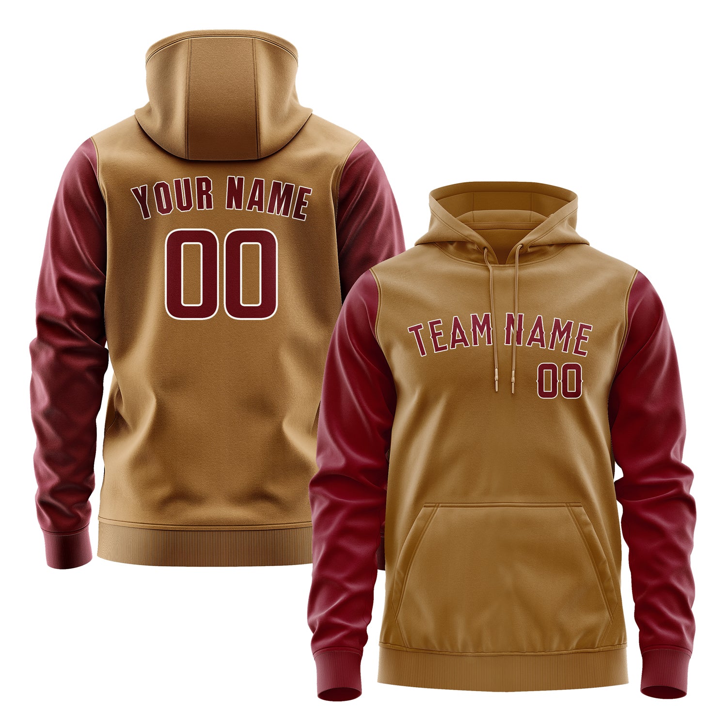 Maßgeschneidertes Khaki Karmesinrot Hoodie 2222151522B31815