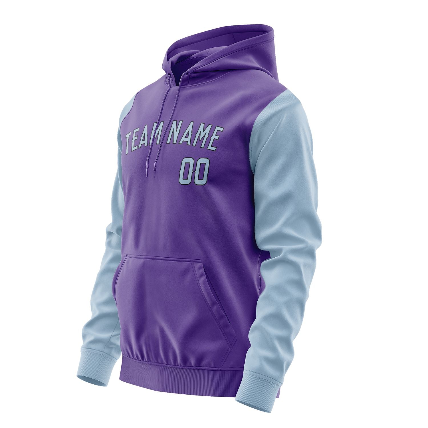 Maßgeschneidertes Lavendel Hellblau Hoodie 2323080823B31708