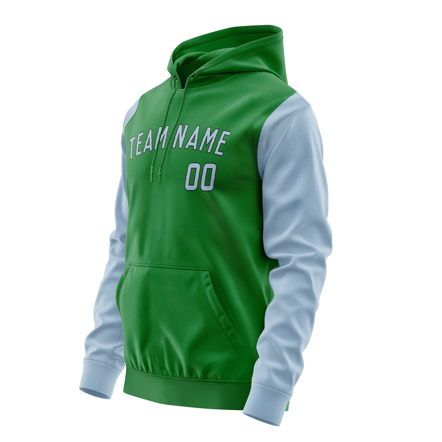 Maßgeschneidertes Smaragdgrün Hellblau Hoodie 2424080824B31708