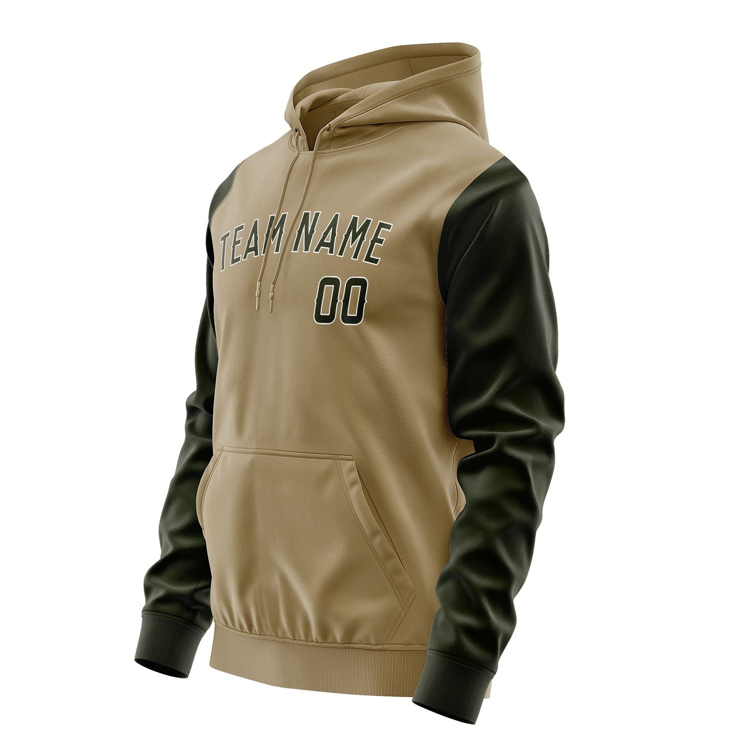 Maßgeschneidertes Hellkhaki Dunkles Oliv Hoodie 2525020225B31802