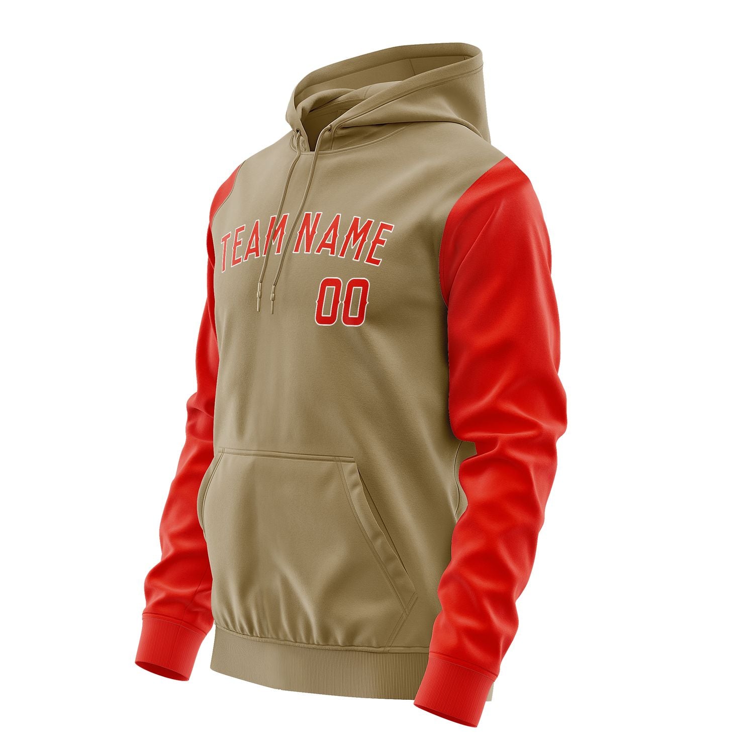 Maßgeschneidertes Hellkhaki Orangerot Hoodie 2525121225B31812