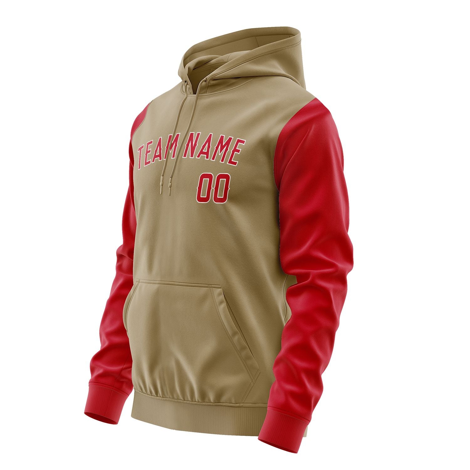 Maßgeschneidertes Hellkhaki Rot Hoodie 2525141425B31814