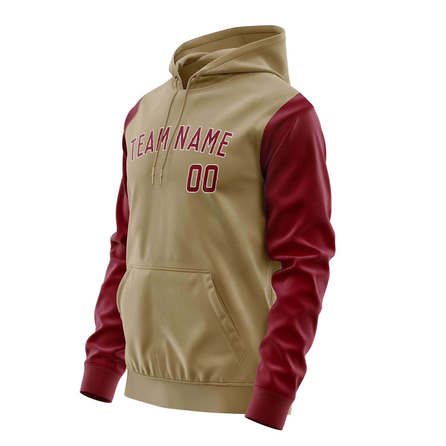 Maßgeschneidertes Hellkhaki Karmesinrot Hoodie 2525151525B31815