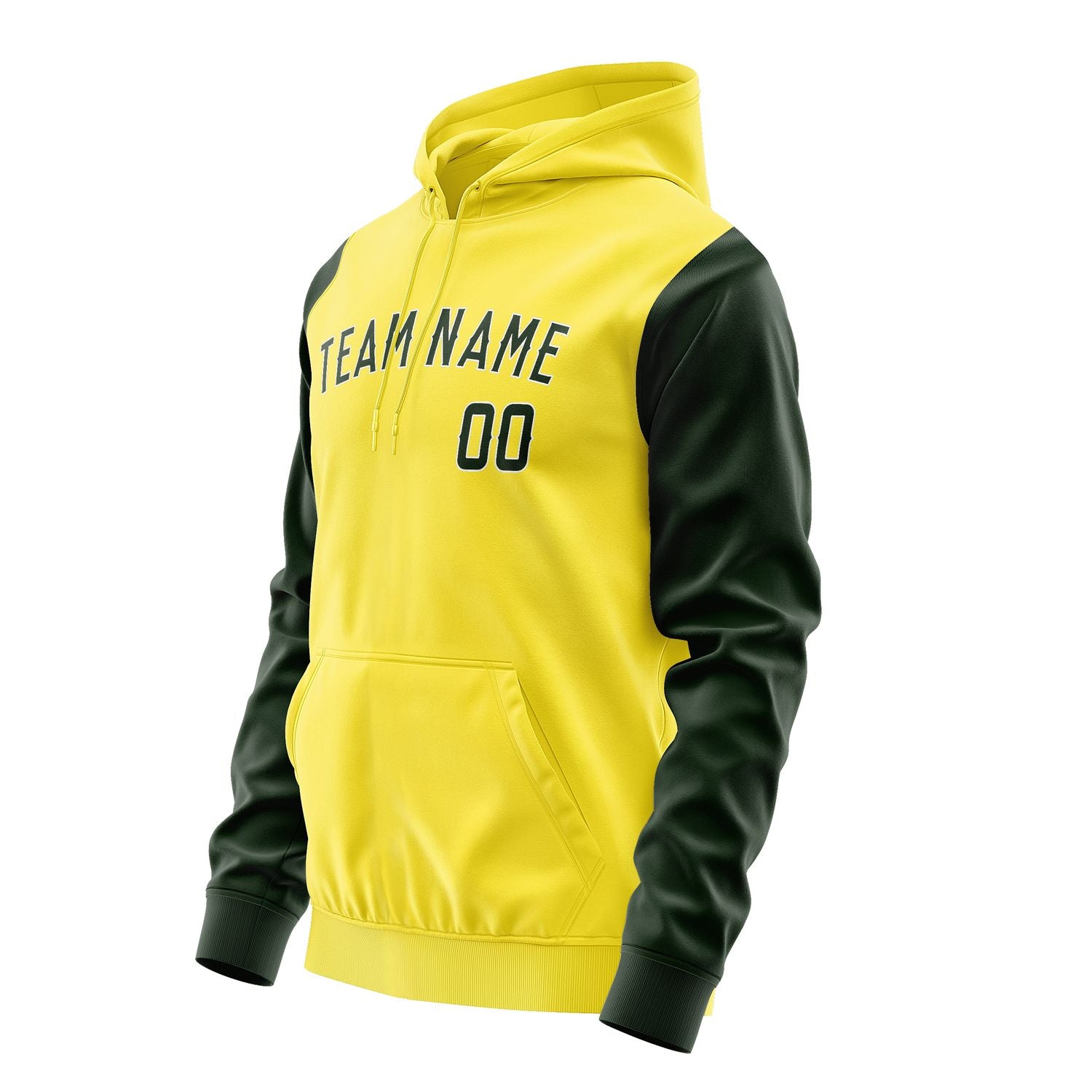 Maßgeschneidertes Blassgelb Tannengrün Hoodie 2626060626B31806