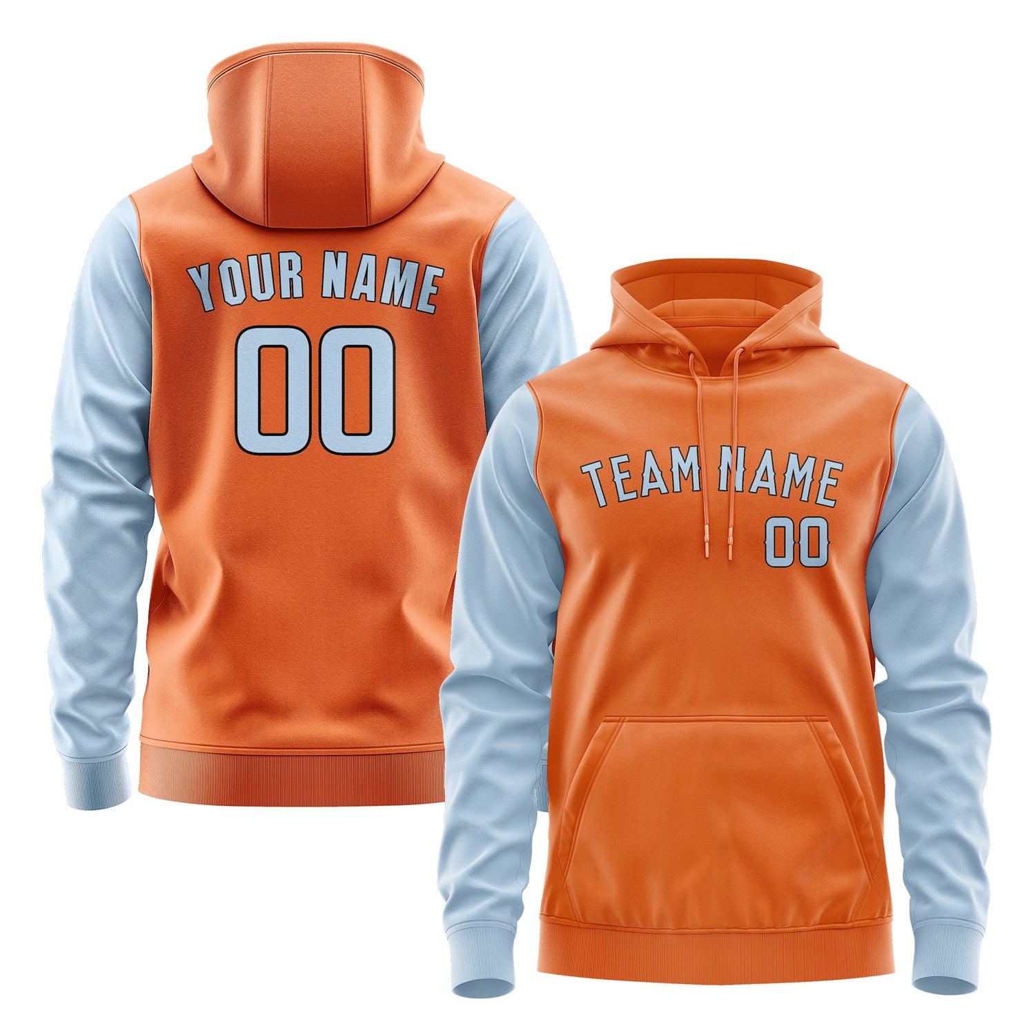 Maßgeschneidertes Orange Hellblau Hoodie 2828080828B31708