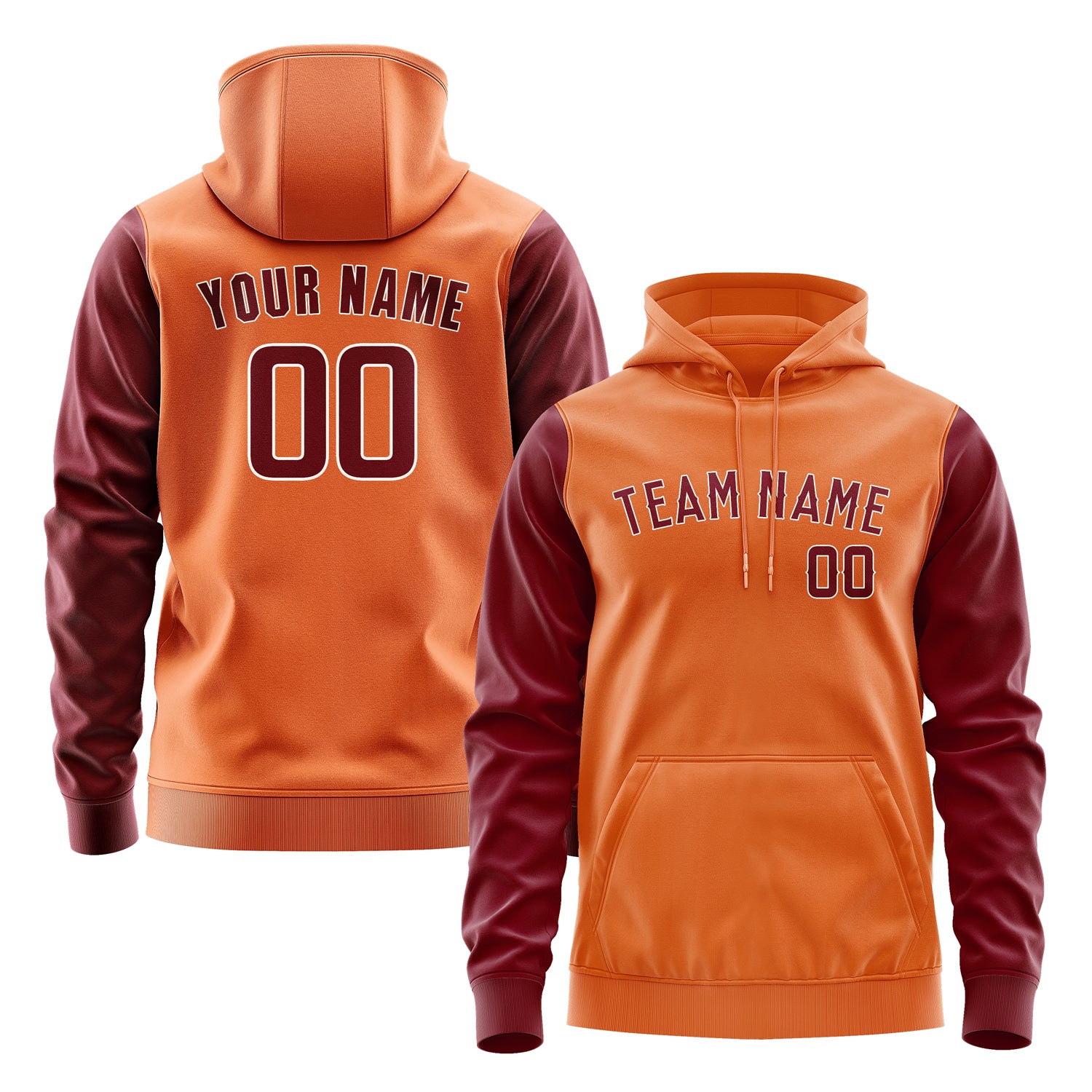 Maßgeschneidertes Orange Karmesinrot Hoodie 2828151528B31815