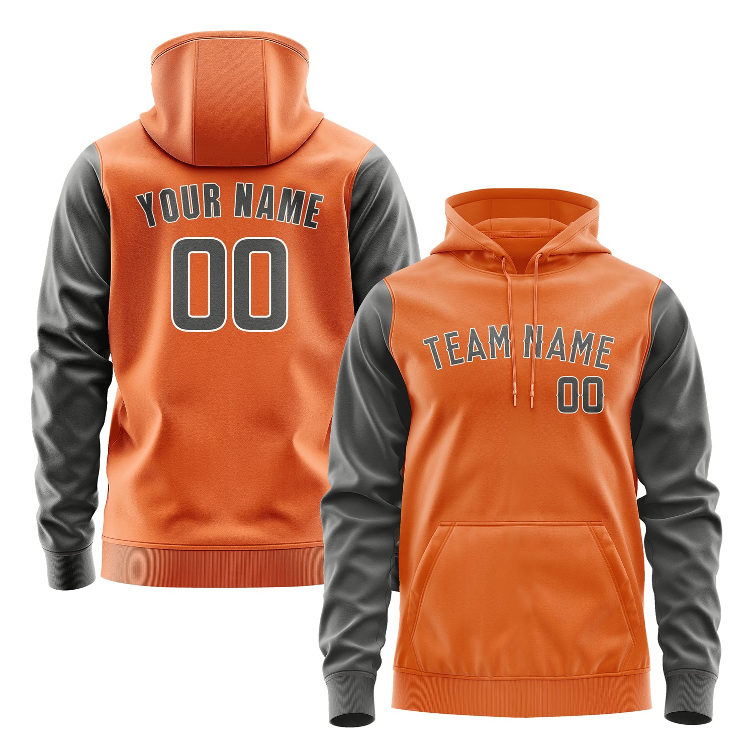 Maßgeschneidertes Orange Dunkelgrau Hoodie 2828202028B31820