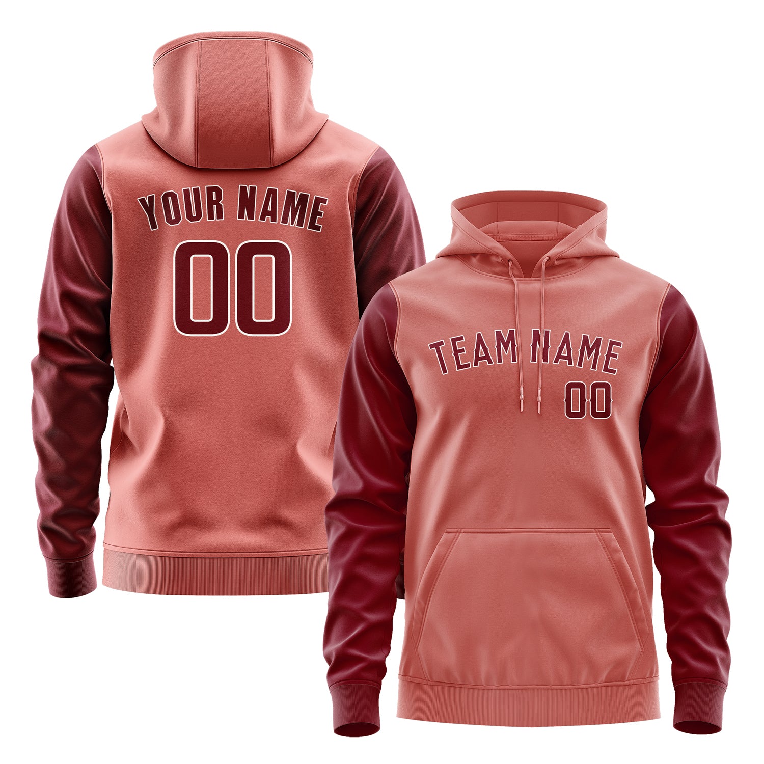 Maßgeschneidertes Kupferrose Karmesinrot Hoodie 2929151529B31815