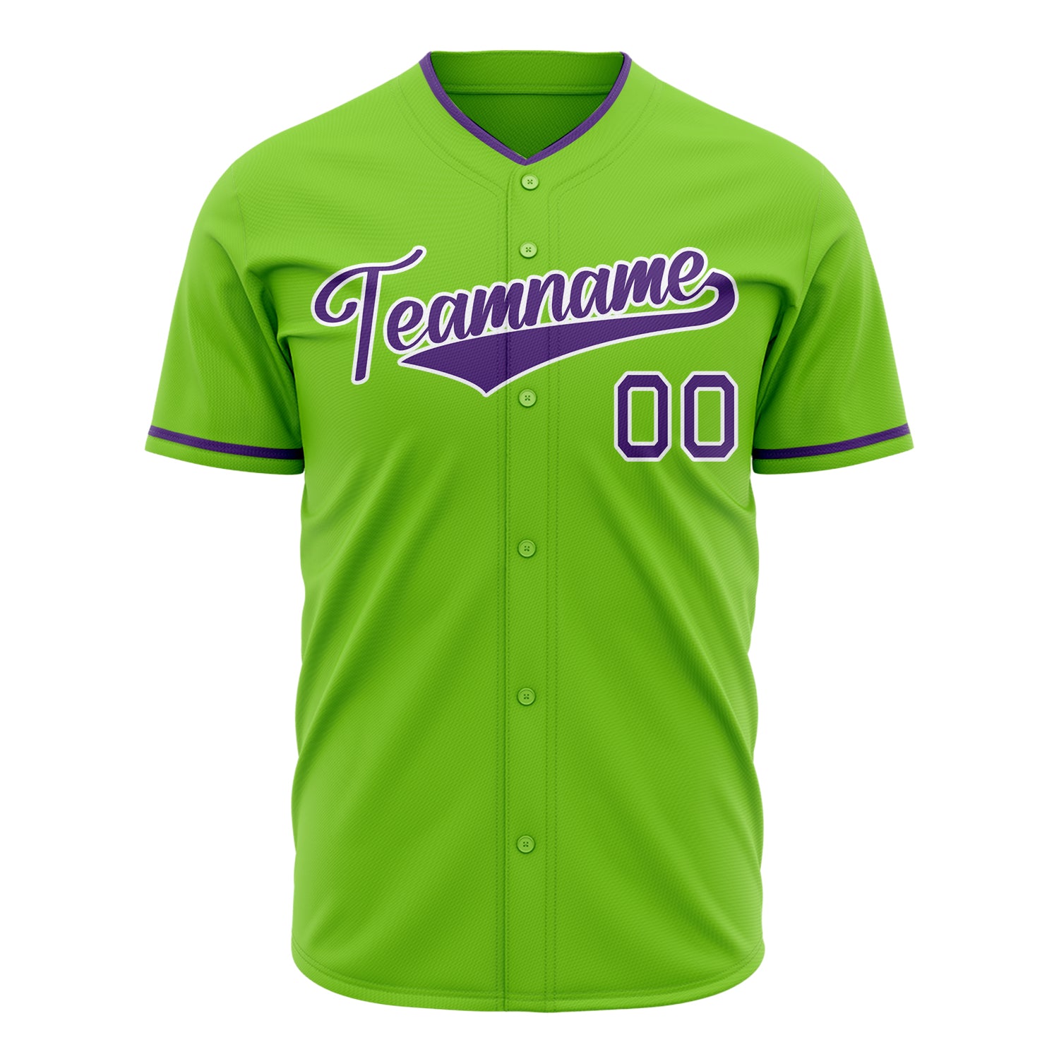 Benutzerdefiniertes Professionelles Neongrün Lila Baseballtrikot