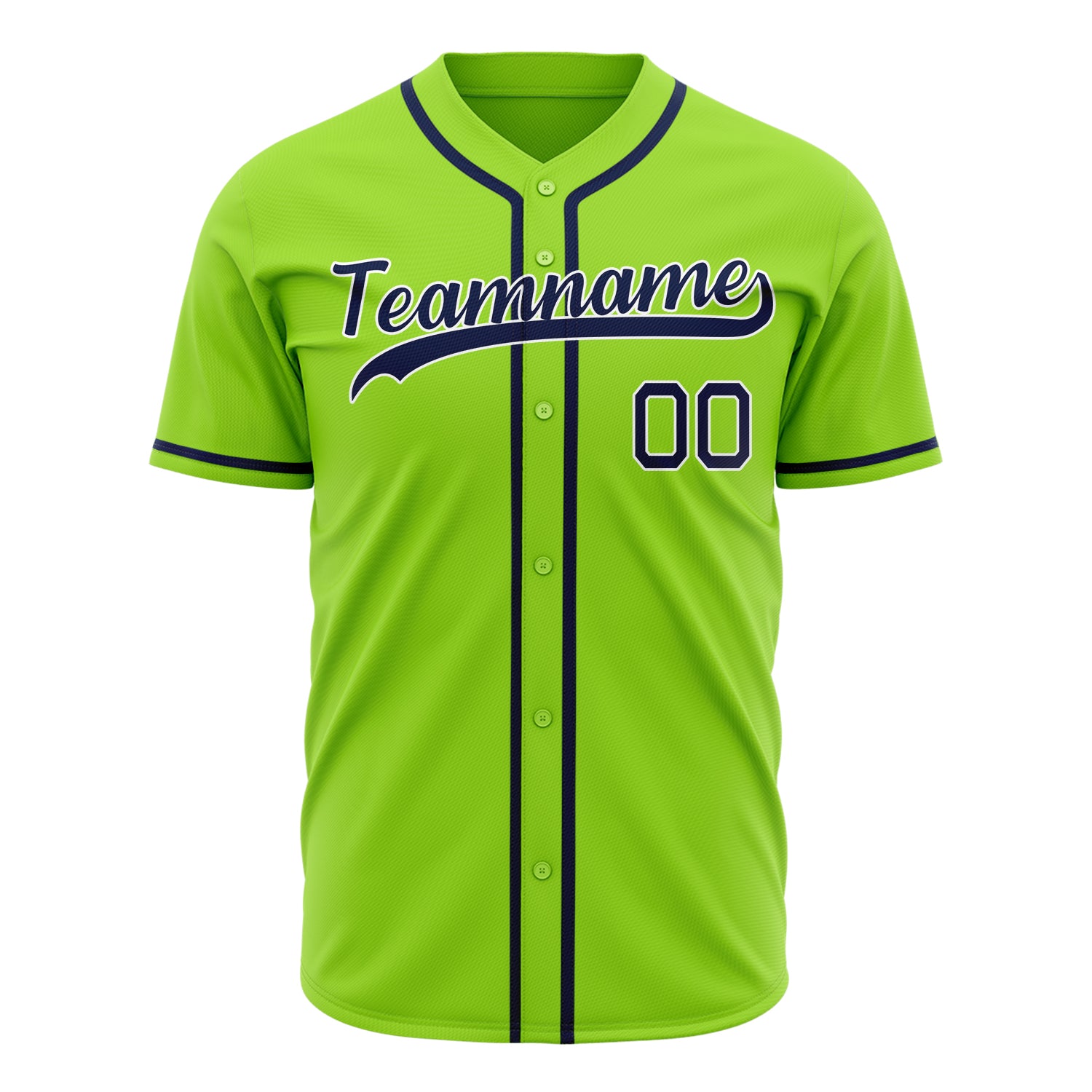 Benutzerdefiniertes Professionelles Neongrün Marineblau Baseballtrikot