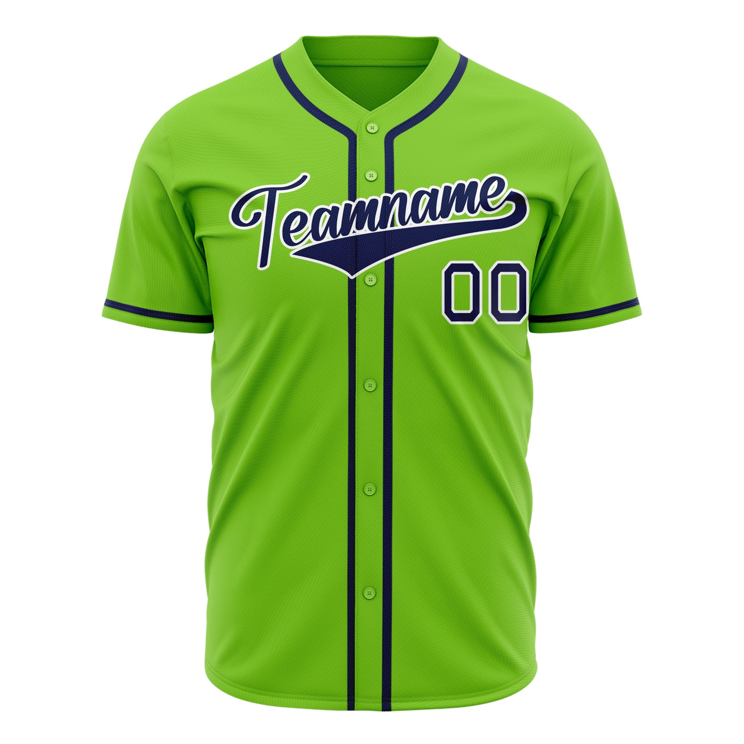 Benutzerdefiniertes Professionelles Neongrün Marineblau Baseballtrikot