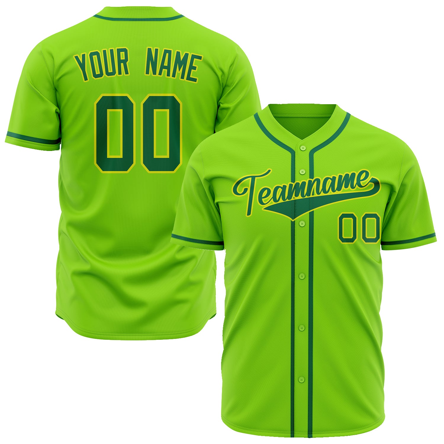 Benutzerdefiniertes Professionelles Neongrün Kelly Grün Baseballtrikot BB02240601JG211