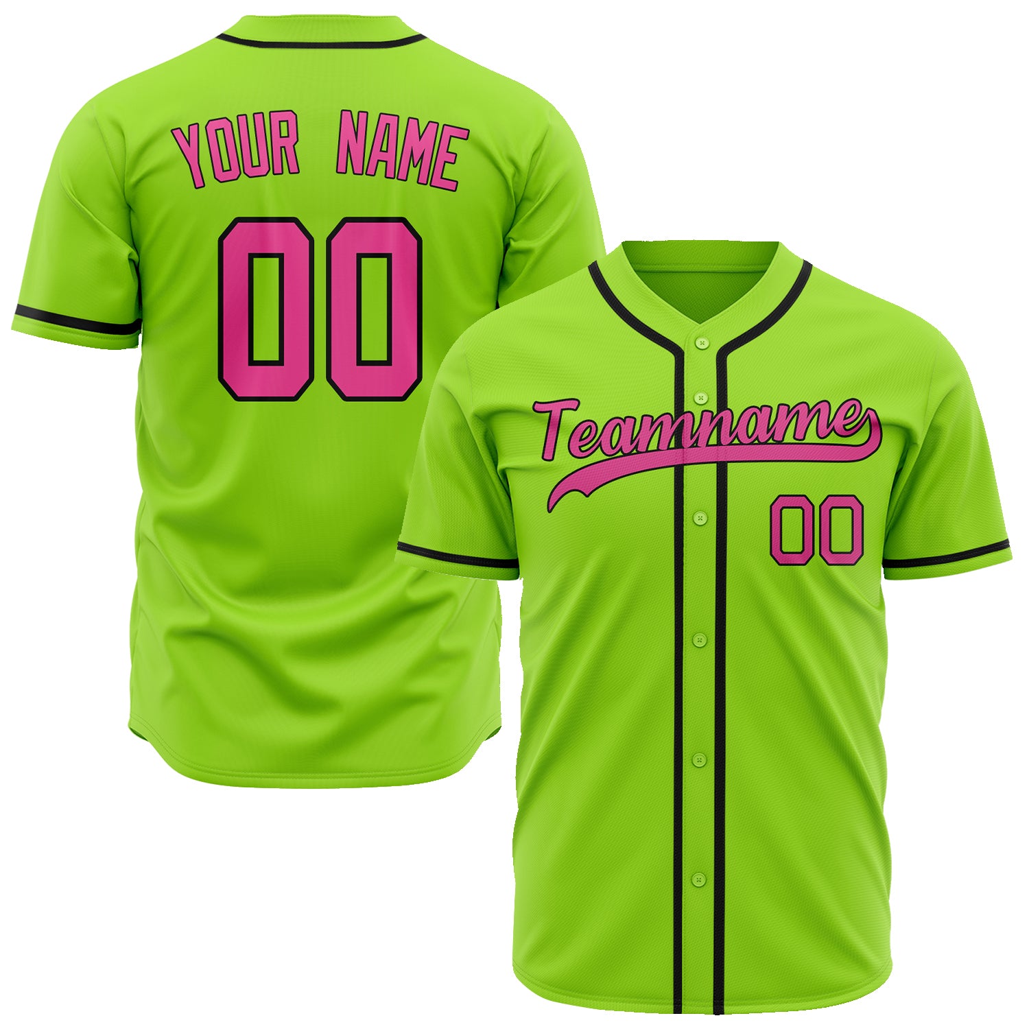 Benutzerdefiniertes Professionelles Neongrün Rosa Baseballtrikot BB02240601JG213