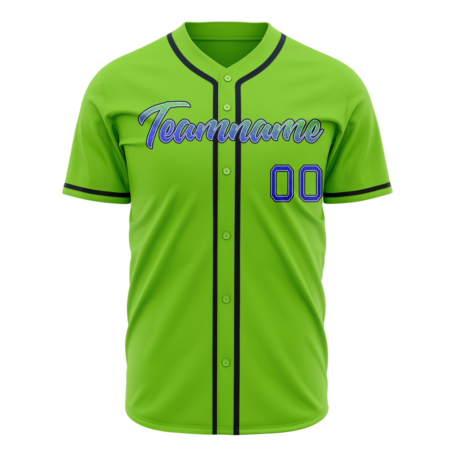 Benutzerdefiniertes Professionelles Neongrün Blau Baseballtrikot