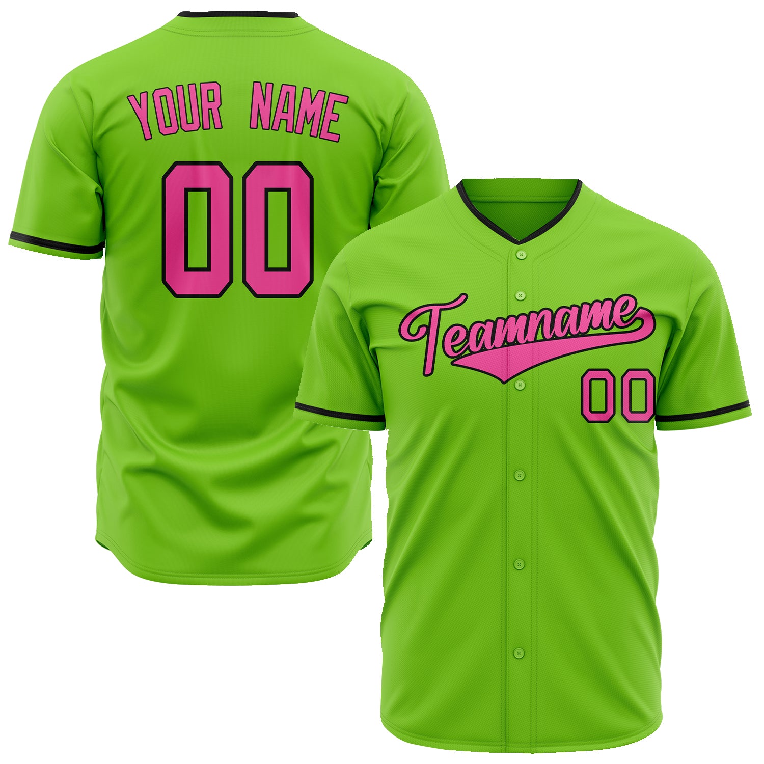 Benutzerdefiniertes Professionelles Neongrün Rosa Baseballtrikot BB02240601JG219