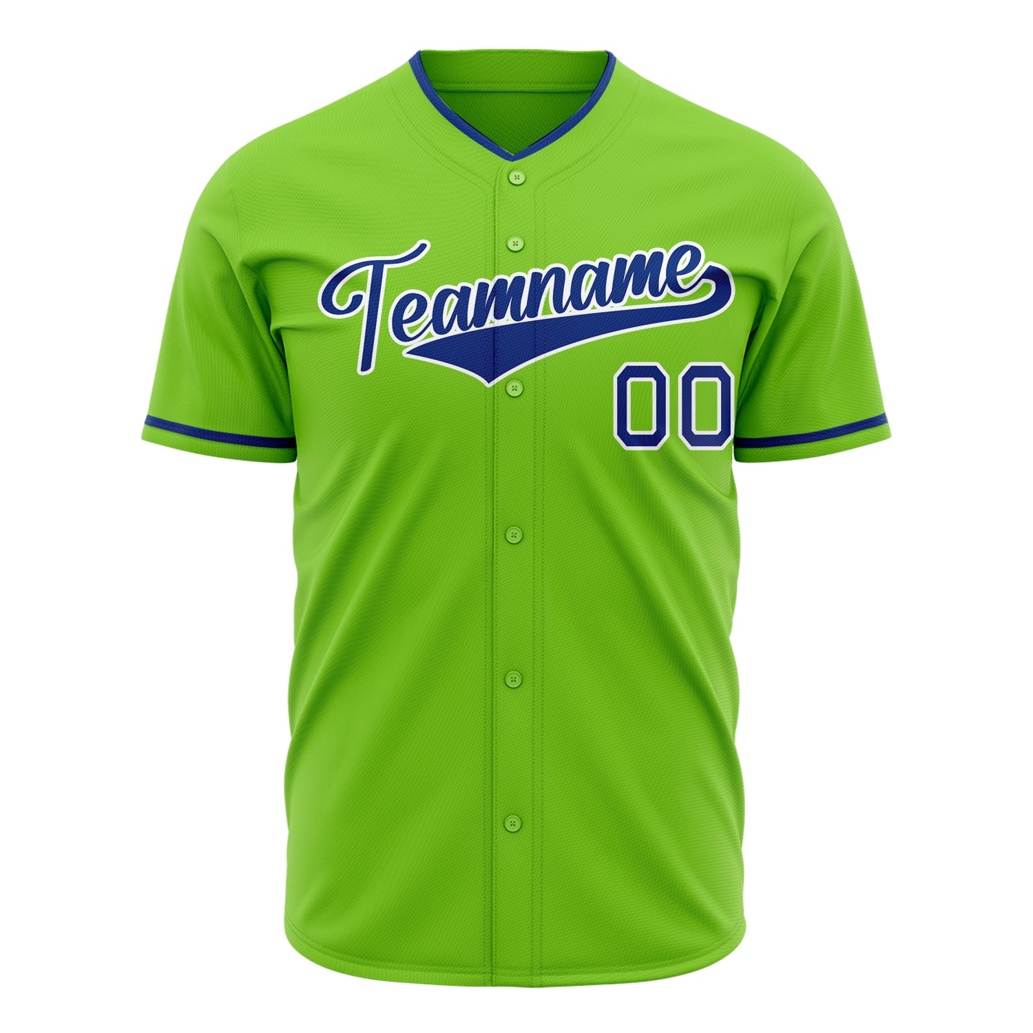 Benutzerdefiniertes Professionelles Neongrün Königsblau Baseballtrikot