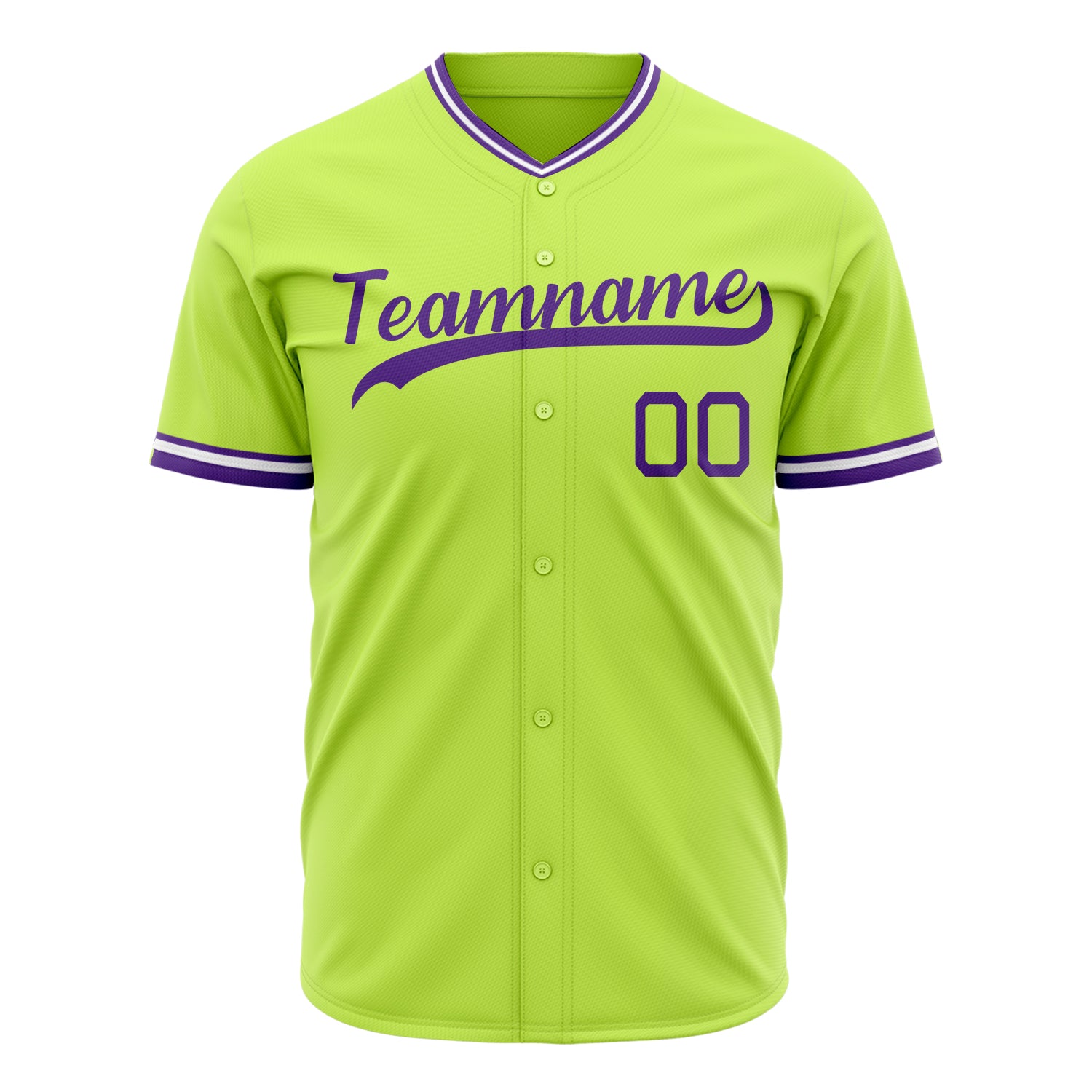 Benutzerdefiniertes Professionelles Neongrün Lila Baseballtrikot