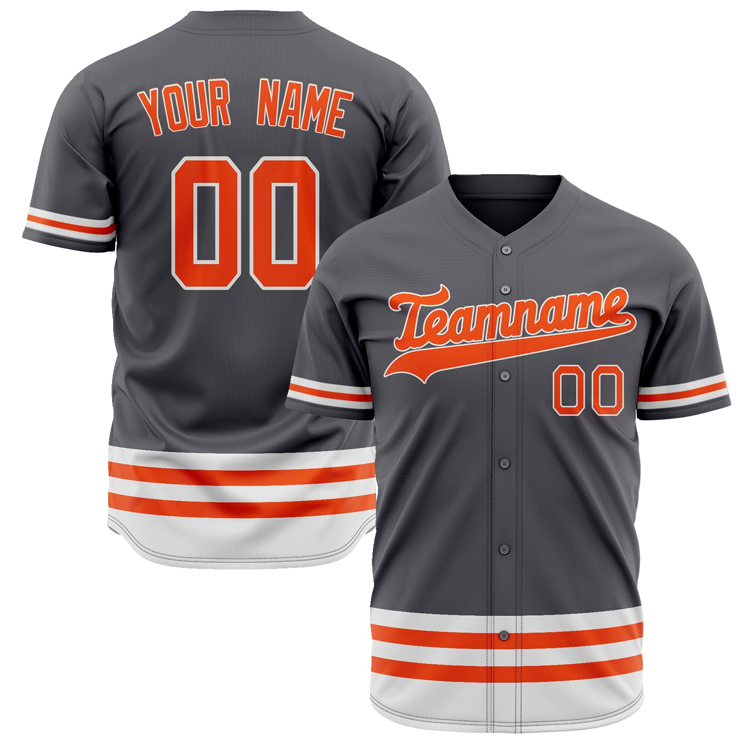 Benutzerdefiniertes Professionelles Stahlgrau Orange Baseballtrikot BB02240601KZ271