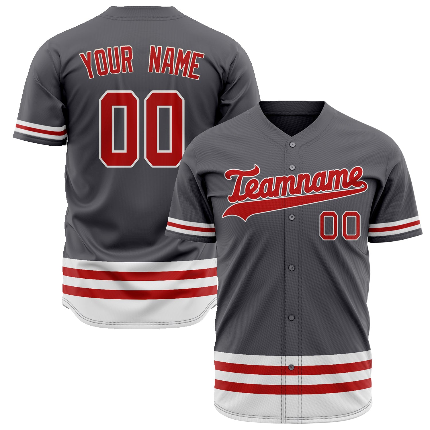 Benutzerdefiniertes Professionelles Stahlgrau Rot Baseballtrikot BB02240601KZ272