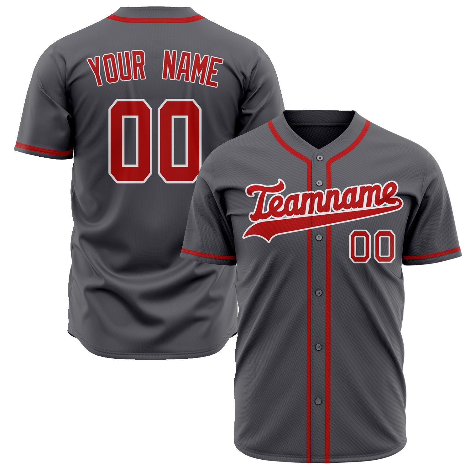 Benutzerdefiniertes Professionelles Stahlgrau Rot Baseballtrikot BB02240601KZ277