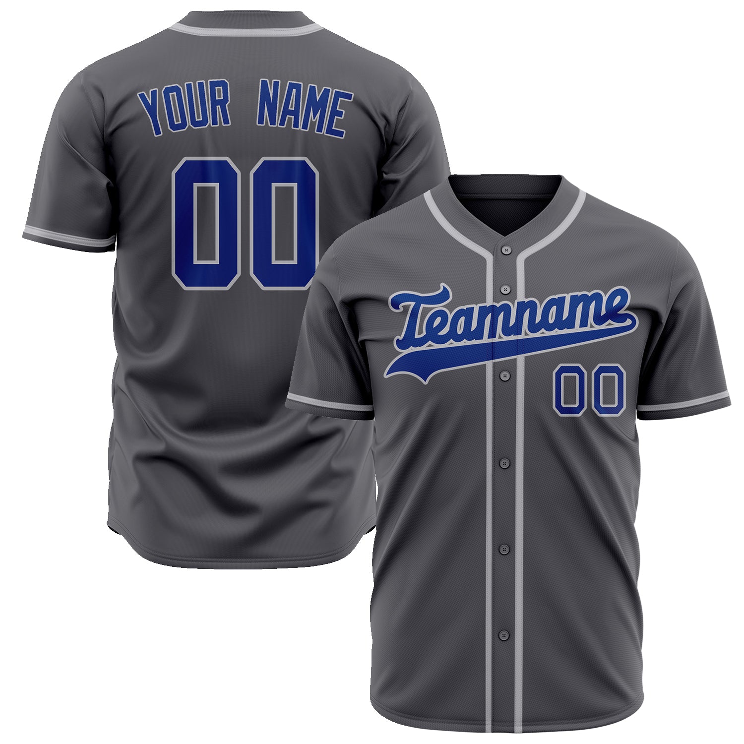 Benutzerdefiniertes Professionelles Stahlgrau Königsblau Baseballtrikot BB02240601KZ280