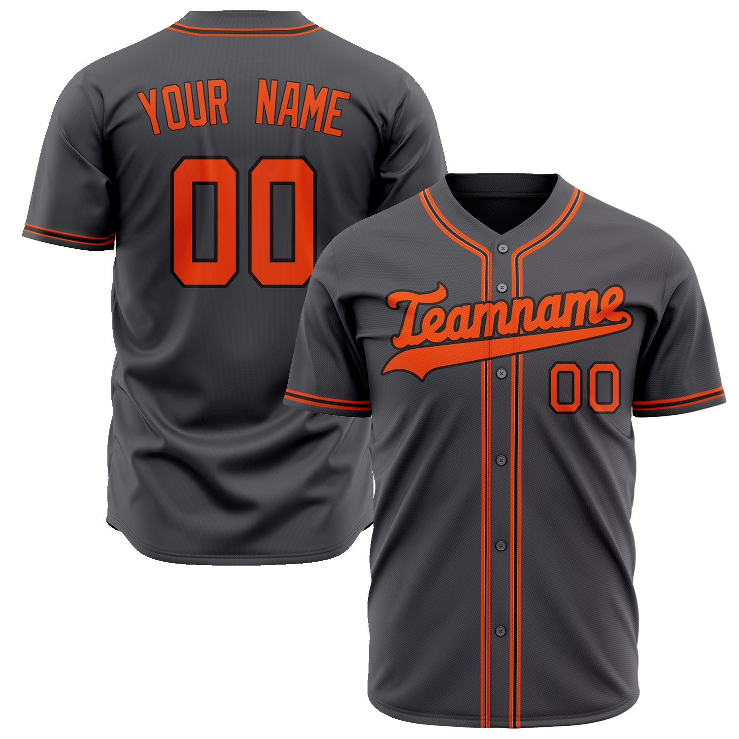 Benutzerdefiniertes Professionelles Stahlgrau Orange Baseballtrikot BB02240601KZ281