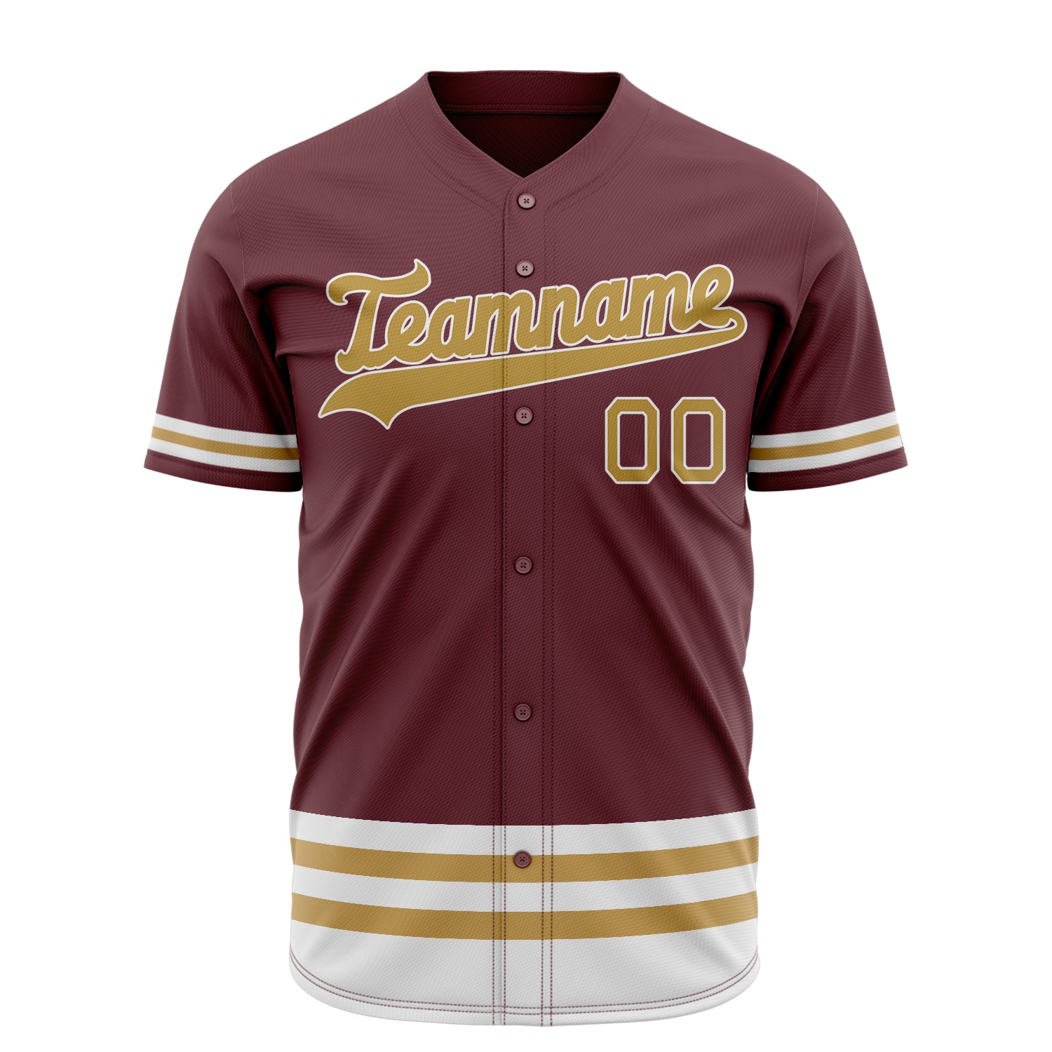 Benutzerdefiniertes Professionelles Karmesinrot Altgold Baseballtrikot