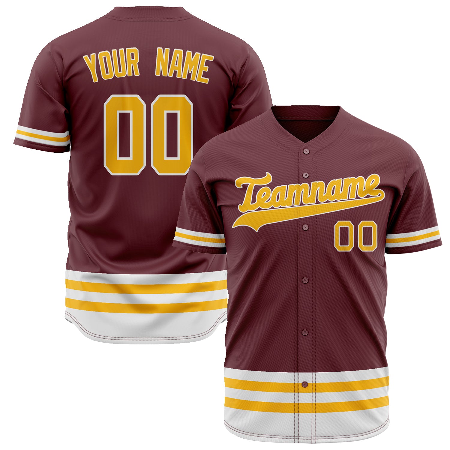 Benutzerdefiniertes Professionelles Karmesinrot Gold Baseballtrikot BB02240601KZ318