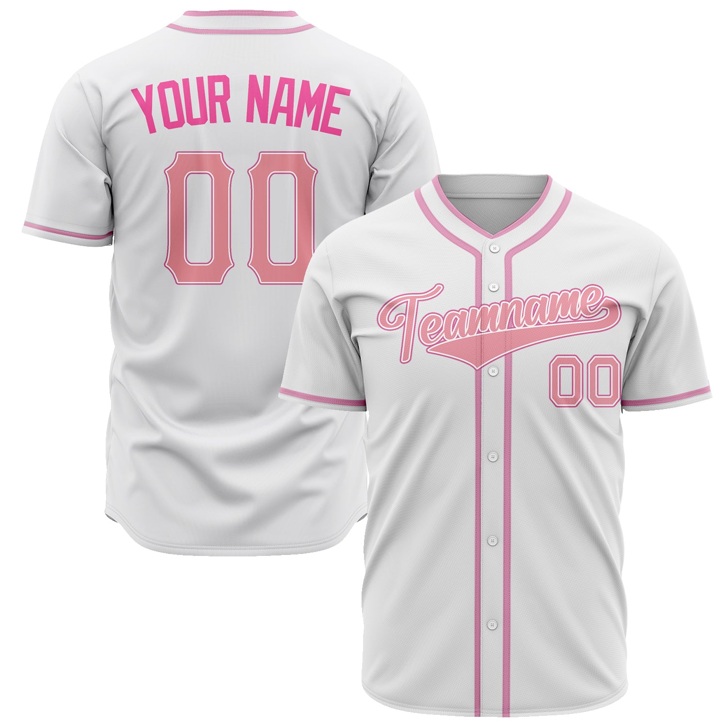 Benutzerdefiniertes Professionelles Weiß Rosa Baseballtrikot BB02240601LH244