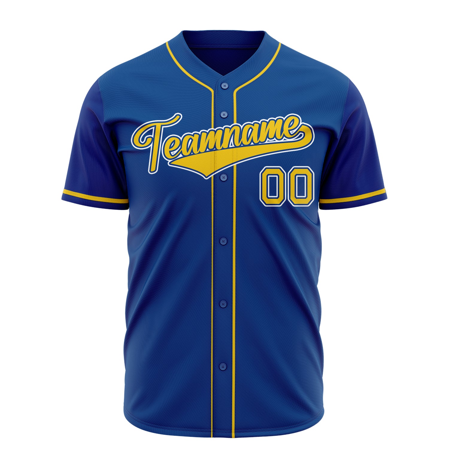 Benutzerdefiniertes Professionelles Königsblau Gold Baseballtrikot