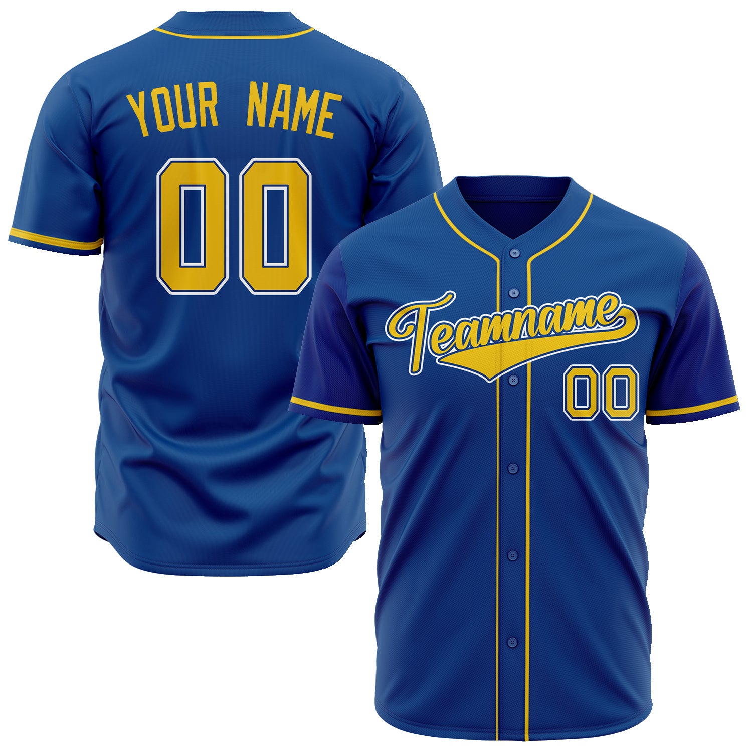 Benutzerdefiniertes Professionelles Königsblau Gold Baseballtrikot BB02240601TY006