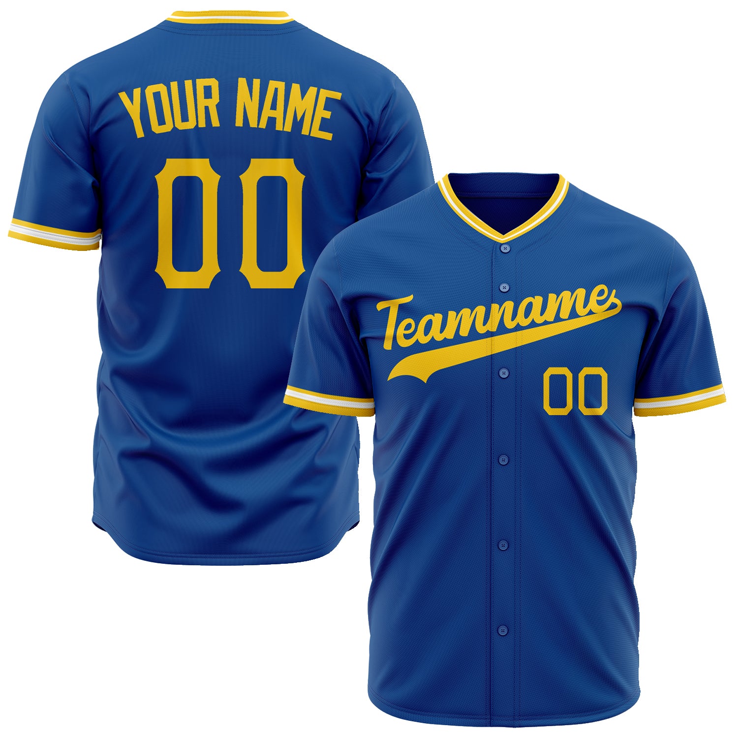 Benutzerdefiniertes Professionelles Königsblau Gold Baseballtrikot BB02240601TY008