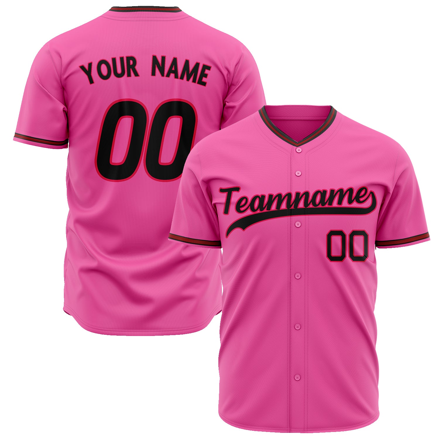 Benutzerdefiniertes Professionelles Rosa Schwarz Baseballtrikot BB02240601WX062