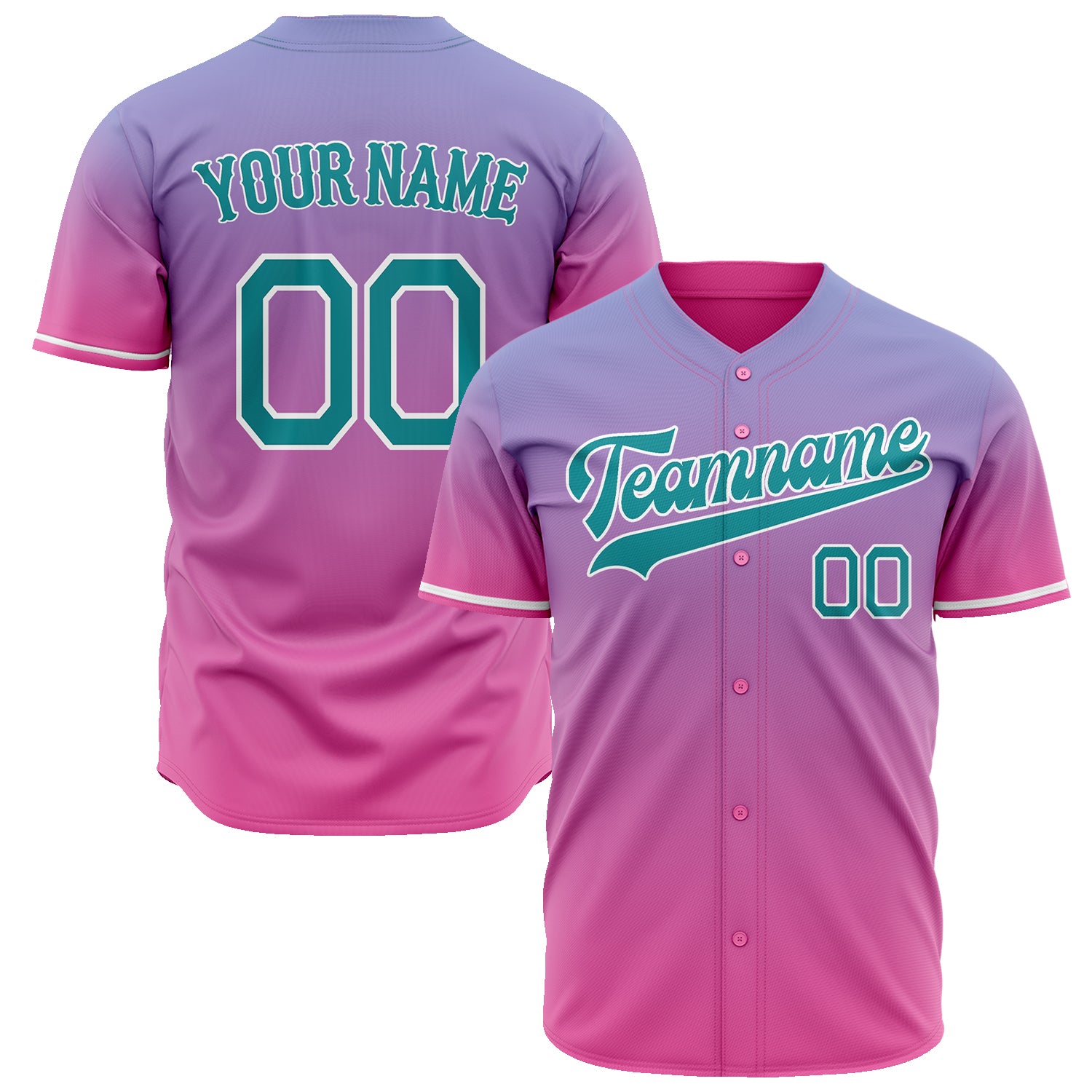 Benutzerdefiniertes Professionelles Rosa Blaugrün Baseballtrikot BB02240601WX069